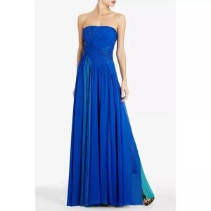 BCBGMaxAzria Runway Blue Sapphire Two Tone Fortuna Evening Gown